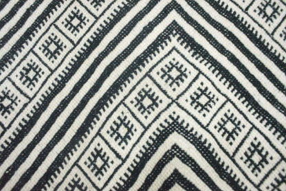 Moroccan Rug 7x11 | Handmade white black rug | Costume Wool Rug | Flat woven kilim Rug