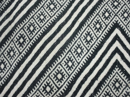 Moroccan Rug 7x11 | Handmade white black rug | Costume Wool Rug | Flat woven kilim Rug