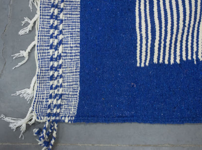 Moroccan Rug 6x10 | Handmade Blue rug | Costume Wool Rug | Zanafi Rug