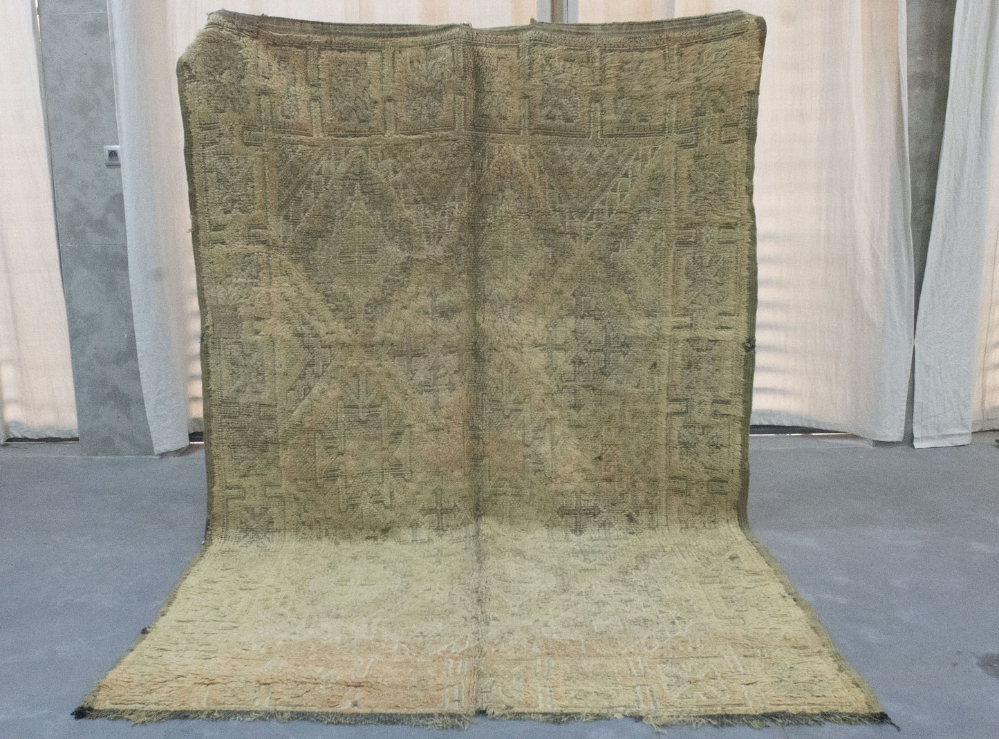 Moroccan Rug 7x10 | Handmade Green rug | Costume Wool Rug | Beni Mguild Rug