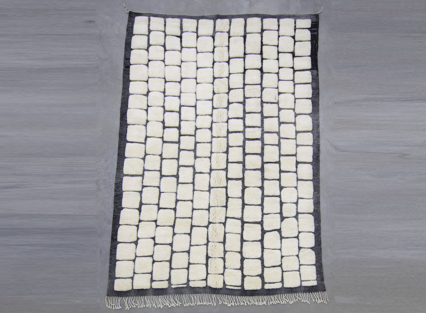 Moroccan Rug 8x10 | Handmade white black rug | Costume Wool Rug | Beni Mrirt Rug