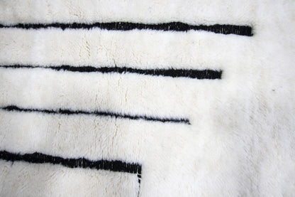 Moroccan Rug 8x10 | Handmade white black rug | Costume Wool Rug | Beni Mrirt Rug