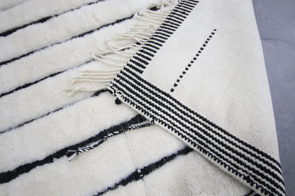 Moroccan Rug 8x10 | Handmade white black rug | Costume Wool Rug | Beni Mrirt Rug