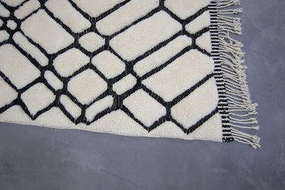 Moroccan Rug 8x10 | Handmade white black rug | Costume Wool Rug | Beni Mrirt Rug