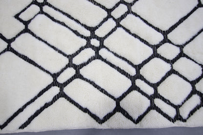 Moroccan Rug 8x10 | Handmade white black rug | Costume Wool Rug | Beni Mrirt Rug