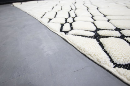 Moroccan Rug 8x10 | Handmade white black rug | Costume Wool Rug | Beni Mrirt Rug