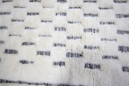 Moroccan Rug 8x10 | Handmade white black rug | Costume Wool Rug | Beni Mrirt Rug