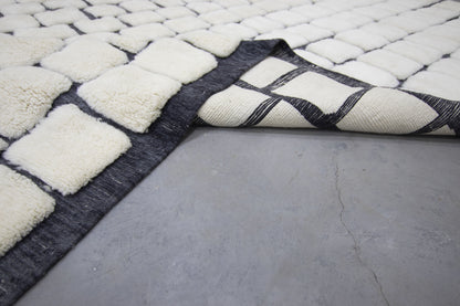 Moroccan Rug 8x10 | Handmade white black rug | Costume Wool Rug | Beni Mrirt Rug