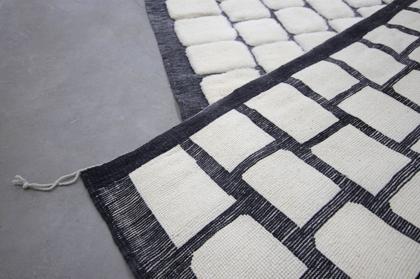 Moroccan Rug 8x10 | Handmade white black rug | Costume Wool Rug | Beni Mrirt Rug