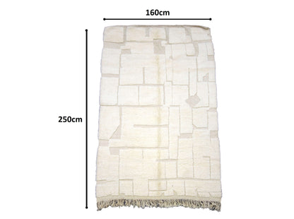 Moroccan Rug 5x8 | Handmade white rug | Costume Wool Rug | Beni Ouarain Rug