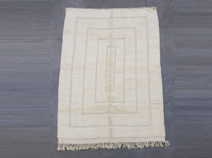 Moroccan Rug 6x10 | Handmade White rug | Costume Wool Rug | Beni Ouarain Rug