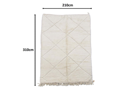 Moroccan Rug 7x10 | Handmade white rug | Costume Wool Rug | Beni Ouarain Rug