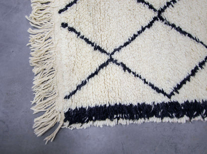 Moroccan Rug 7x10 | Handmade white rug | Costume Wool Rug | Beni Ouarain Rug