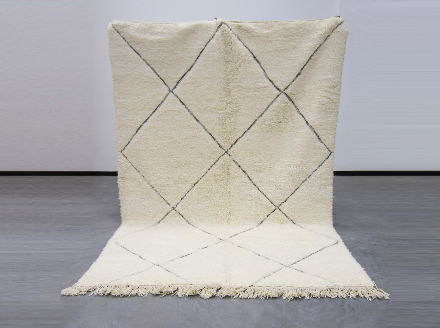 Moroccan Rug 6x10 | Handmade White rug | Costume Wool Rug | Beni Ouarain Rug