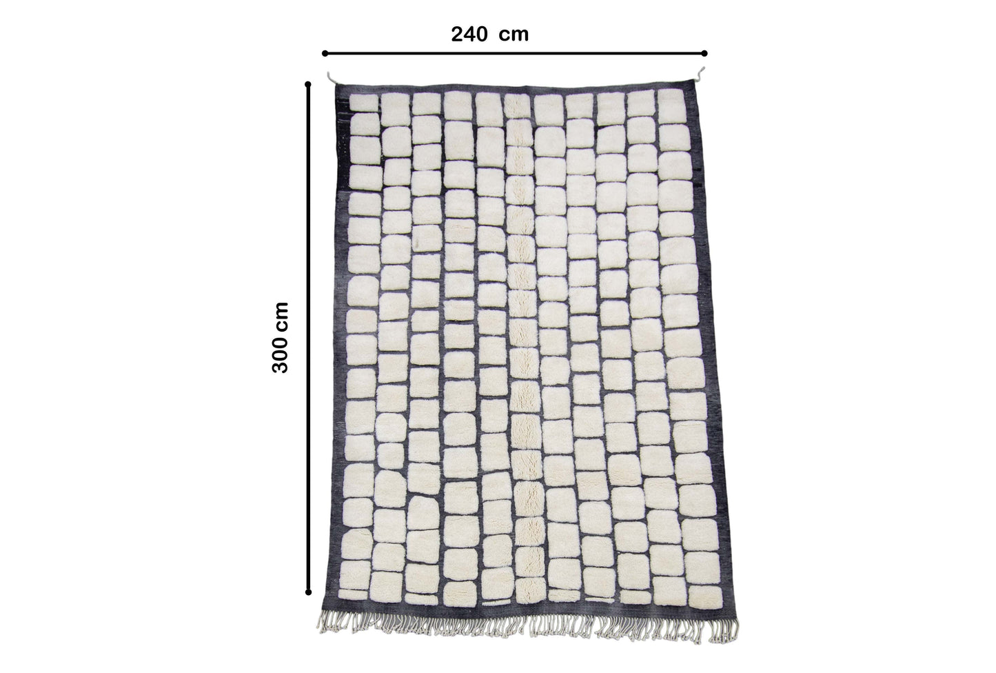 Moroccan Rug 8x10 | Handmade white black rug | Costume Wool Rug | Beni Mrirt Rug