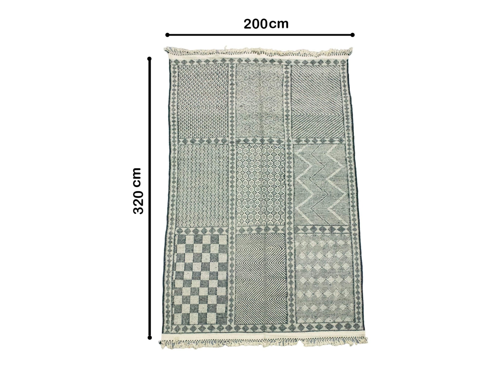 Moroccan Rug 7x11 | Handmade white black rug | Costume Wool Rug | Flat woven kilim Rug